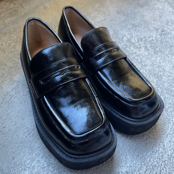 SHOP PECHE - Malo Black Platform Vegan Leather Loafers - Size 7 - Picture 5 of 6